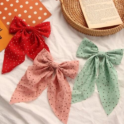 2021 Fashion New Cloth Wave Point Bow Hair Clip Double Layer Barrettes For Women Girls Sweet Ribbon Handmade Hair Accessories