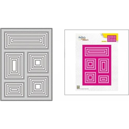 2021 New Window Stitched Rectangle Metal Cutting Dies for DIY Scrapbooking Decor and Card Making Paper Craft Embossing No Stamps