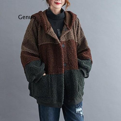 New Winter Faux Fur Coat Women Elegant Oversize Reversible Wear Fleece Hooded Jackets Plus Size Ladies Fur Teddy Jacket 5XL
