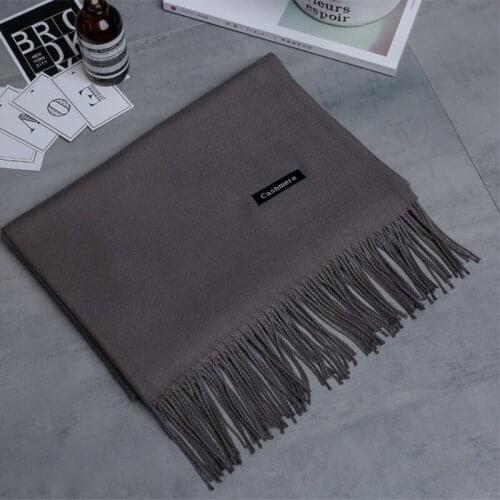 70*180CM autumn and winter pure color imitation cashmere scarf monochrome thickening long men and women tassel shawl warm scarf
