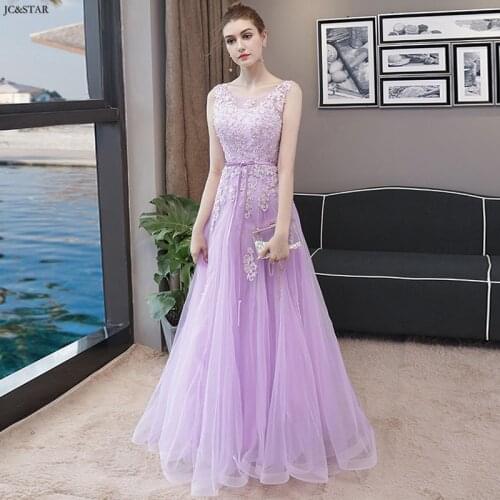 Lilac dress new lace beaded back A Line wedding bridesmaid dress long vestido boda mujer invitada cheap Lilac dress new lace bea