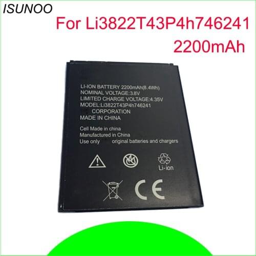 ISUNOO 3.8V 2200mAh Li3822T43P4h746241 Battery Replacement For ZTE Blade A465 A475 Battery