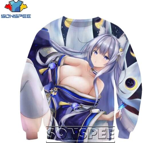 SONSPEE 3D Sexy Fox Girl Pattern Custom Printed Sweater Spring And Autumn Mens Casual Street Jacket Round Neck Street Mens Clo