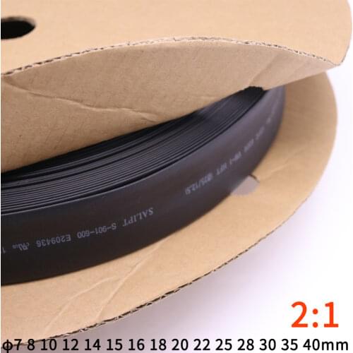 1M Dia 7 8 10 12 14 15 16 18 20 22 25 28 30 35 40mm 2:1 Heat Shrink Tube Wire Shrinkage Sleeving Wrap Kits Sell DIY Connector