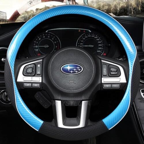 Carbon Fiber+Leather Car Steering Wheel Cover Anti-slip for Subaru Forester Legacy XV BRZ WRX High Quality Auto Accessories