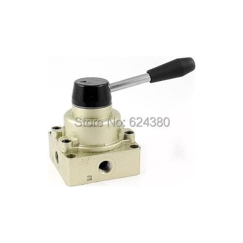 HV-02 1/4" Inlet Outlet Exhaust Three 3 Position Four 4 Way Pneumatic Air Hand Lever Valve Center Closed