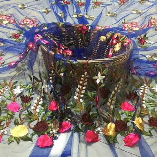 High-end net yarn lace embroidered fabric Multicolor embroidery clothing skirt fabric,130cm*50cm/pcs