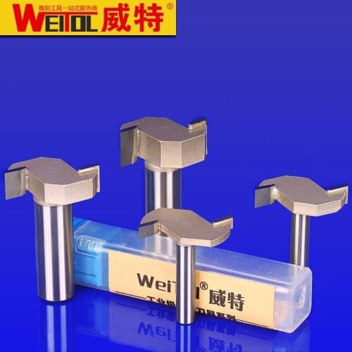 WeiTol 1pcs 1/2 inch carbide woodworking router bit 2 flutes T type slotting cutter wood carving tool two flutes router bit