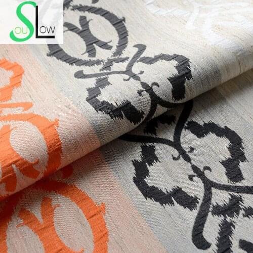 Slow Soul Blue Yellow Orange Knot Modern Simple Cotton Linen Jacquard Curtain Stripe Geometric Curtains For Living Room Bedroom