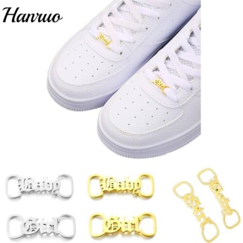 Custom Name Shoe buckle for Women Men Personalized Old English Letter Stainless Steel Nameplate Shoe Clips Accessories Jewelry