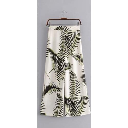 Womens pants 2019 summer fashion high waist printed casual wide leg pants womens casual pants wild