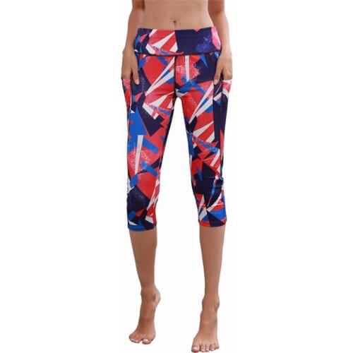 Women New Digital Printing Colorblock Fashion & Sports Slim Fitness Sports Gym Yoga Pants Leggings