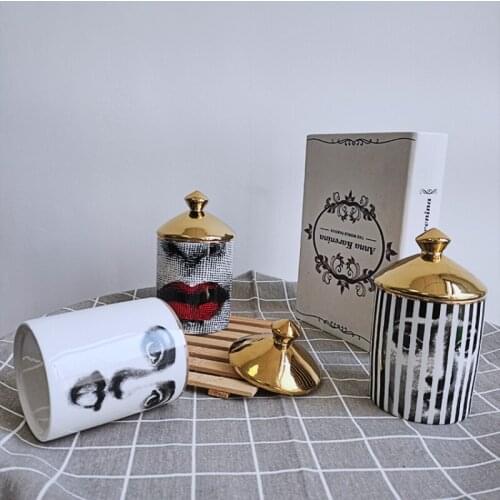 Lady Skull Candle Holder Diy Handmade Candle Jar Female Face Storage Bin Box Ceramic Craft Home Decor Jewelry Container with Lid