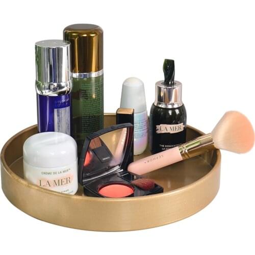 Golden Iron Art Nordic Makeup Organizer Perfume Lipstick Nail Polish Display Stand Dressing Table Cosmetic Tray Home Organizer