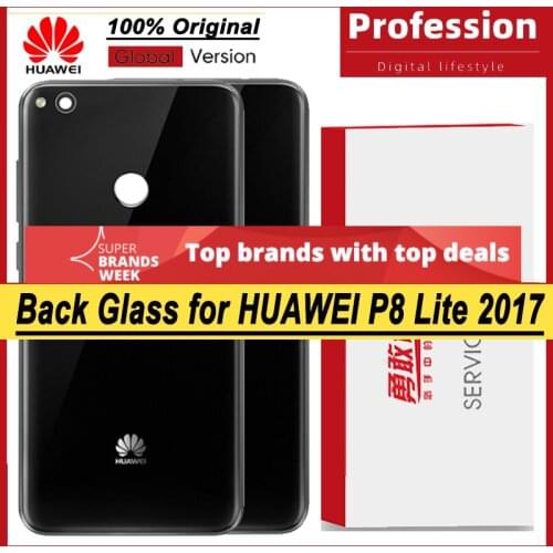 100% Original for Huawei P8 Lite 2017 Back Battery Cover Rear Glass Door Panel Case Battery Cover with Camera Lens