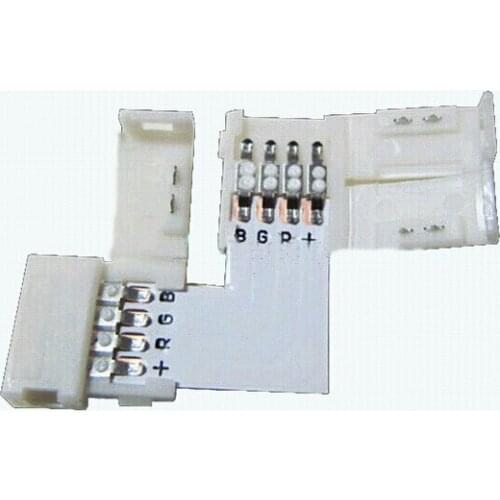 1000x 4 pin LED Connector L Shape For connecting corner right angle 10mm 3528 5050 LED Strip Light RGB Color