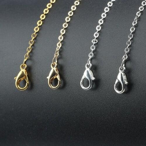 12Pcs/Pack 40cm Gold Silver Color Lobster Clasp chain For DIY Necklace Jewelry Making Bulk Findings Accessories Wholesale