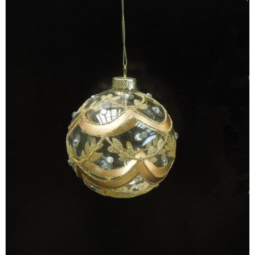 16pcs/pack Diameter=8cm Hand Painting Hanging Glass Globe Gold Drawing Christmas Glass Pendant Festival Glass Ornaments