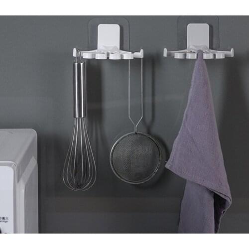 2021 New Flower-Shaped Rag Rack Kitchen With Hook Storage Organizer Wall-Mounted Free Punching Spatula Spoon Rack Towel Rack