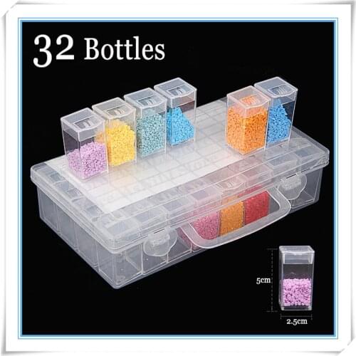28/32/38/56/60/64/80 Jar Multipurpose Transparent Container Case Diamond Painting Accessories Beads Storage Box Organizer Tools