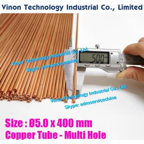 30PCS/LOT D5.0x400Lmm Copper Tube Multihole, Copper EDM Tubing Electrode MultiChannel Dia. 5.0mm Length 400mm for Superdrill EDM