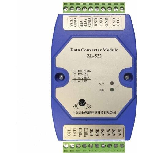 4 Analog Output, 4 Analog Input, RS232/RS485 Double Serial Port, 4-20MA to 0-10V