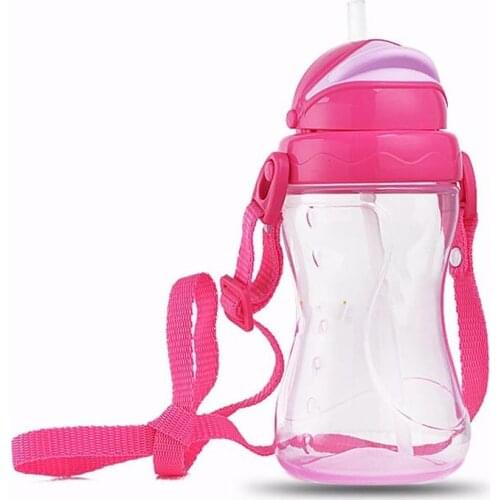 420ML Kids Feeding Cups Baby Water Feeding Bottle Straw Portable Cartoon Candy Color Tritan Cup My Sport Bottles
