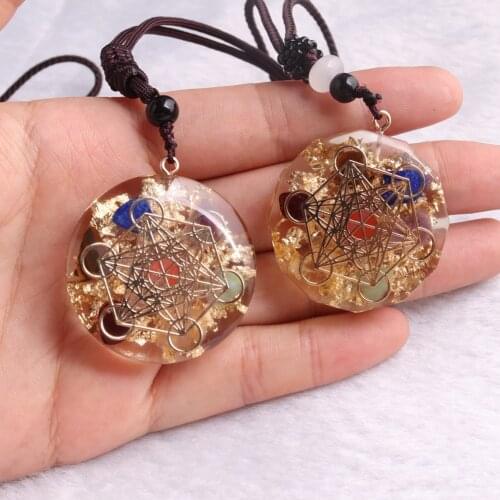 6/12pcs Orgone Energy Pendant Necklace Natural Charka Stone Pendant Reiki Healing Necklace Meditation Pendulum Charms Jewelry