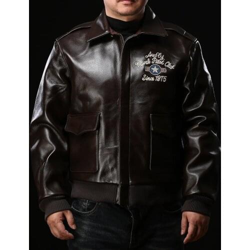 A19H1 Avfly Read Description! Asian Size Air Force Flight A2 Pilot Cow Leather Coat Supersonic Genuine Cowhide Jacket