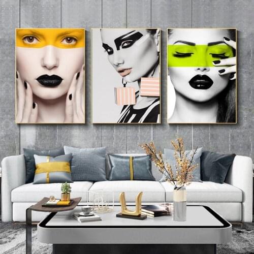 Abstract Sexy Girl with Color Painting Print On Canvas Art Fashion Women Posters Modern Wall Pictures for Living Room Home Decor