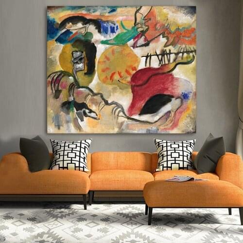 Abstract Wall Art Pictures For Living Room Home Decor Clock Time Canvas Art Hand Painted Oil Painting Wassily Kandinsky