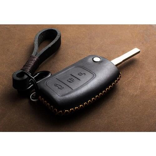 1 Pcs Genuine leather Car key Case For Ford Focus 2 3 4 MK3 MK4 Fiesta MK7 Ecosport Kuga Edge Mondeo Fusion Escape key Cover