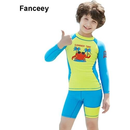 DIVE&SAIL Child Swimsuit Kids Long Sleeve Two Piece Swimwear Boys Bathing Suit UPF50 Rash Guard Swimming Suit Girls Boy Swimwear
