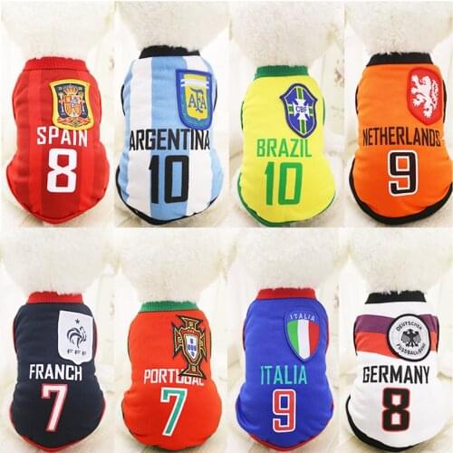 World Cup Dog Basketball Football National Team Shirt Summer Pet Vest Ventilate Clothe Puppy Medium Large Sized