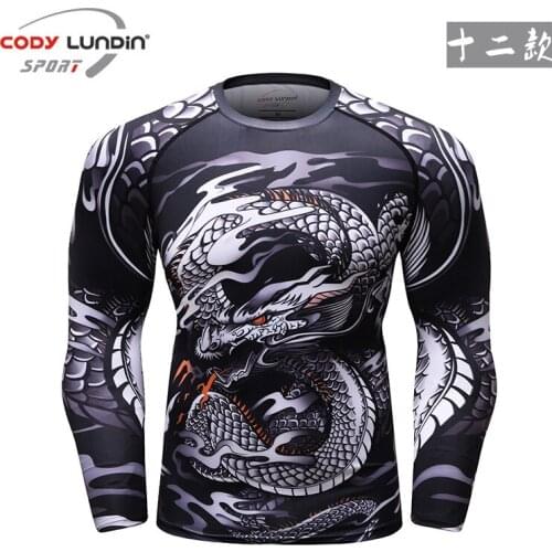 MMA Running Compression Shirt Mens Long Sleeve Muay Thai Boxing Sport T Shirt Quick Dry Gym Fitness Bodybuilding Workout Shirts