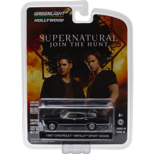 Greenlight 1/64 Cars 1967 Chevrolet Impala Sport Sedan Supernatural Collection Metal Diecast Model Cars Toys