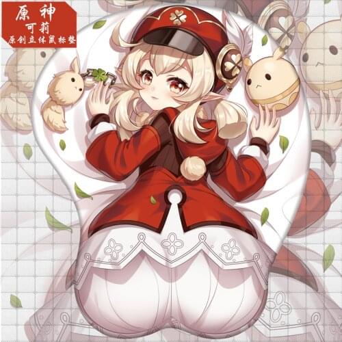 Anime Game Genshin Impact Klee 3D Soft Gel Gaming Mouse Pad Ergonomic Lycra Mousepad With Wrist Support Prop Gifts