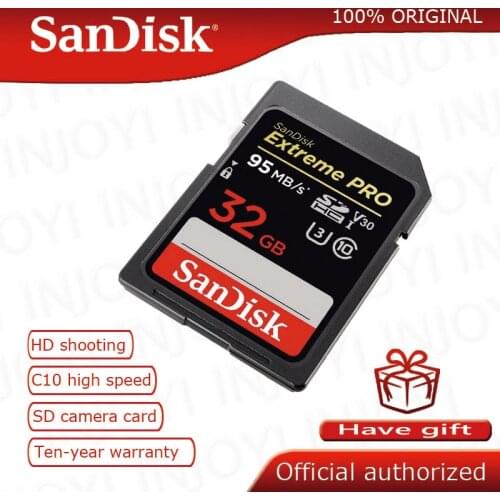 SanDisk Memory Card Extreme Pro SDHC/SDXC SD Card 32GB 64GB 128GB 256GB C10 U3 V30 UHS-I cartao de memoria Flash Card for Camera