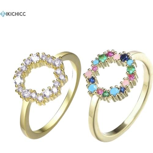 KIKICHICC 100% 925 Sterling Silver Sparkle Tutti Frutti Ring18k Gold Colorful Rainbow CZ Zircon Guadaloupe Simple Ring Jewelry