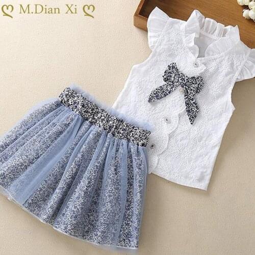 Girls Clothing Sets Summer New Baby Girls Sets Fashion Style Cartoon Leopard Print T-Shirts+Net Leopard Skirt 2Pcs Girls Clothes