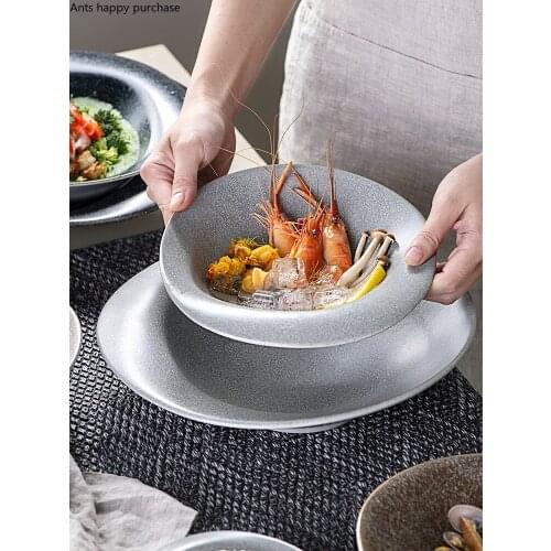Creative Oval Ceramic Western Food Plate Household Cutlery Set Cooking Plate Fruit Salad Plate Kitchen Utensils Porcelain Modern