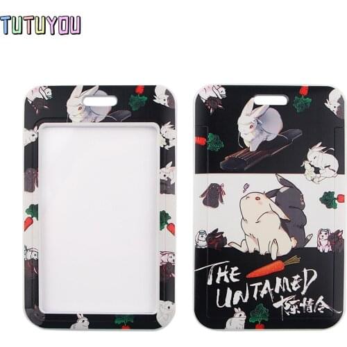 1pcs PC2777 Cute Rabbit Creative Lanyard Card Holder Student Hanging Neck Mobile Phone Lanyard Badge Subway Access Card Holder