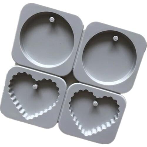 Round Heart Shape Aromatherapy Silicone Mold DIY Baking Tools For Soap Wax Candle 4 Holes Molds H293