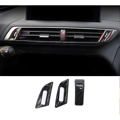 Carbon fiber Car Front Middle Center Enclosed Air Condition Control Cover For Peugeot 3008 GT 3008GT 2017 2018 2019 Accessories