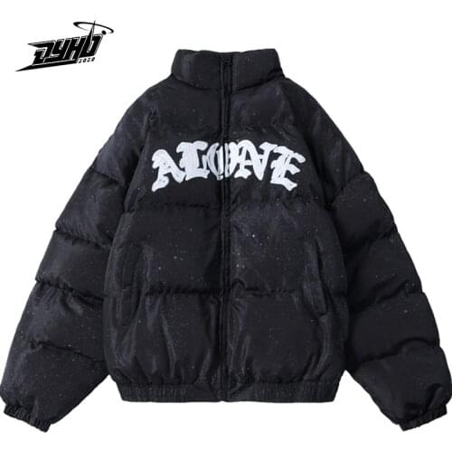 2020 Hip Hop Winter Jacket Vintage Bear Letter Print Parka Jacket Men Streetwear Harajuku Winter Padded Jacket Coat Warm Outwear