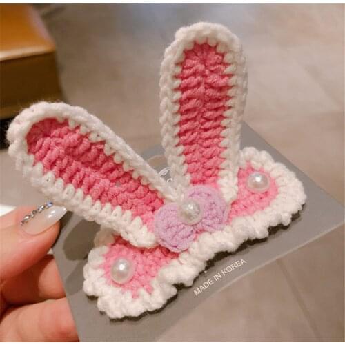 Cute Lolita Girl knitting Rabbit Ear Cartoon Hairpin Women Hair Clip D543