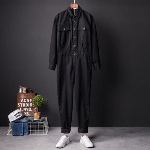 Fashion One Piece Overalls Men Long Sleeve Jumpsuits Rompers Casual Vintage Male Pants Trousers Clothes Spring Autumn Plus Size