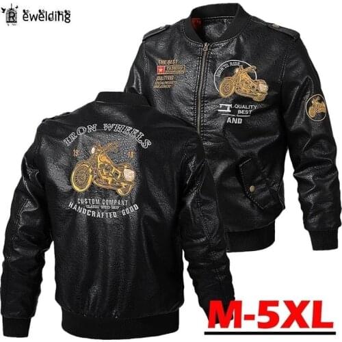 Men Leather Jacket Slim Fit Coat Men Stand Collar jaqueta PU Coats Biker Jackets Casual Motorcycle Faux Fur Jacket Fleece M-5XL