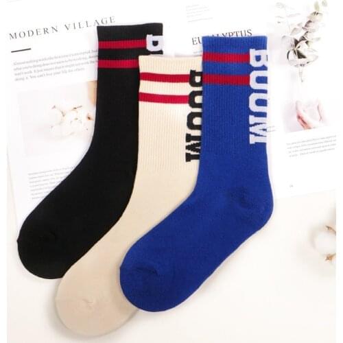 Basketball Socks Mens Boom Man Sock Hip Hop Striped Movement Standard Cotton Sox Breathable Spring Summer Solid Color Skarpetki