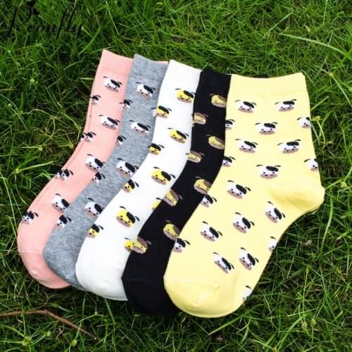 New creative Cartoon cute puppy pattern printing women socks Fashion Brand warm cotton socks 5 pairs/lot